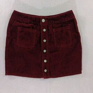 Dickies Corduroy Skirt Women's Juniors Size 7 Maroon Button Front *